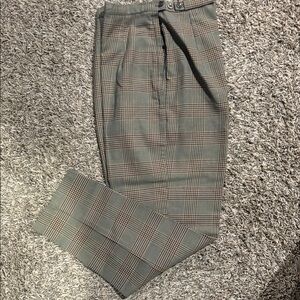 VINTAGE 80s Tailored Wool Blend Glen Plaid Trousers